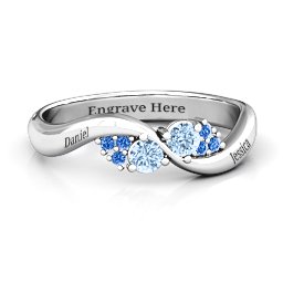 Everyday Dream Ring With Shoulder Accents in 925 Sterling Silver with Aquamarine and Fancy Blue Premium Zirconia