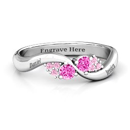 Everyday Dream Ring With Shoulder Accents in 925 Sterling Silver with Pink Tourmaline and Fancy Pink Premium Zirconia