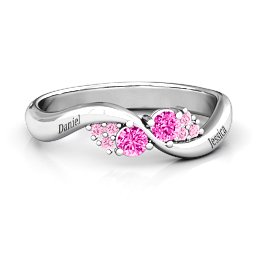 Everyday Dream Ring With Shoulder Accents in 925 Sterling Silver with Pink Tourmaline and Fancy Pink Premium Zirconia