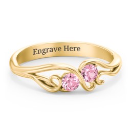 Swirl of Style Birthstone Ring in 18K Gold Plated Silver with Pink Tourmaline