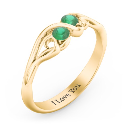 Swirl of Style Birthstone Ring – 18K Gold Plated Silver with Emerald