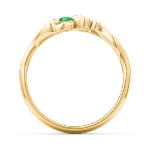 Swirl of Style Birthstone Ring – 18K Gold Plated Silver with Emerald and Pink Tourmaline