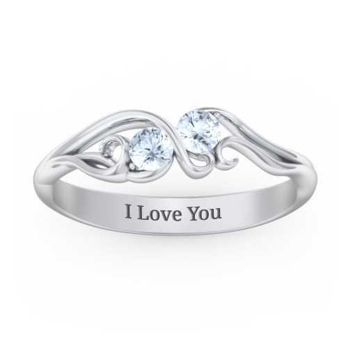 Swirl of Style Birthstone Ring – Sterling Silver with Aquamarine