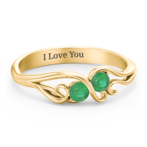 Swirl of Style Birthstone Ring – 18K Gold Plated Silver with Emerald