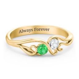Swirl of Style Birthstone Ring in 18K Gold Plated Silver with Emerald and Cubic Zirconia