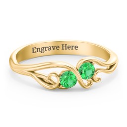 Swirl of Style Birthstone Ring in 18K Gold Plated Silver with Emerald