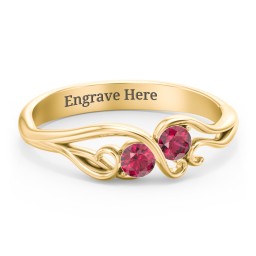 Swirl of Style Birthstone Ring in 18K Gold Plated Silver with Ruby