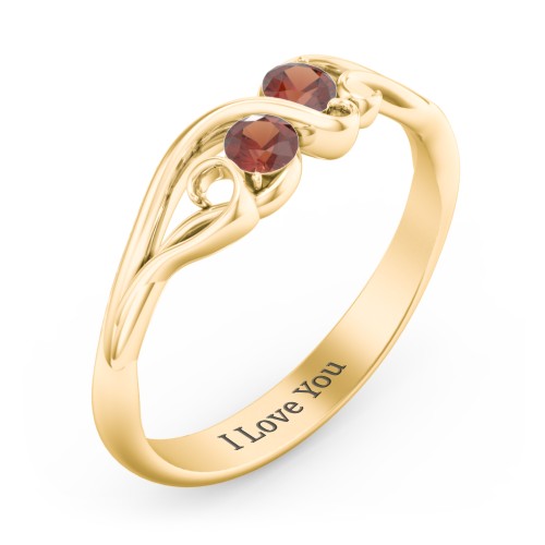 Swirl of Style Birthstone Ring – 18K Gold Plated Silver with Garnet