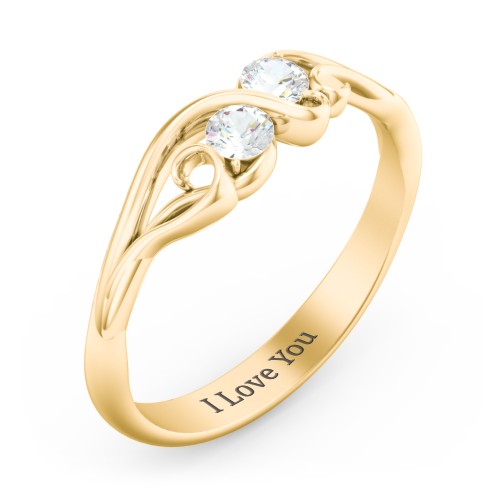 Swirl of Style Birthstone Ring – 18K Gold Plated Silver with Cubic Zirconia