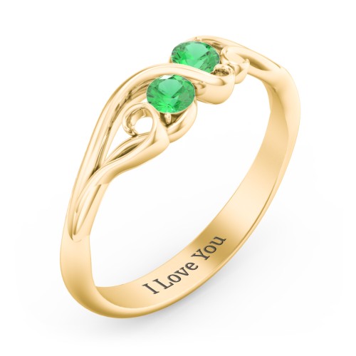 Swirl of Style Birthstone Ring – 18K Gold Plated Silver with Emerald