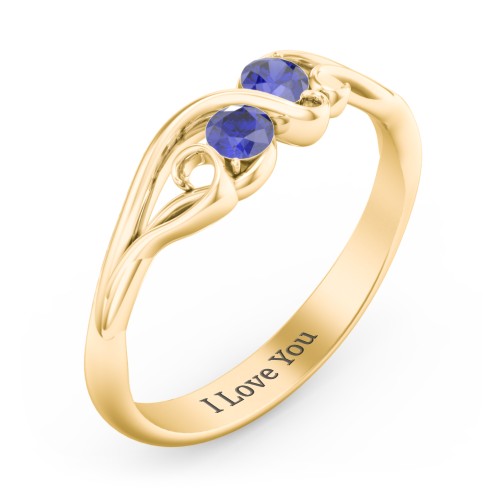 Swirl of Style Birthstone Ring – 18K Gold Plated Silver with Blue Sapphire