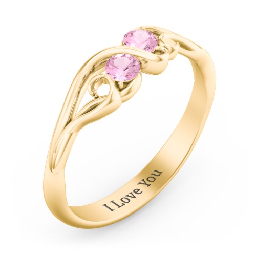 Swirl of Style Birthstone Ring – 18K Gold Plated Silver with Pink Tourmaline