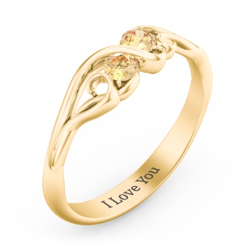 Swirl of Style Birthstone Ring – 18K Gold Plated Silver with Citrine