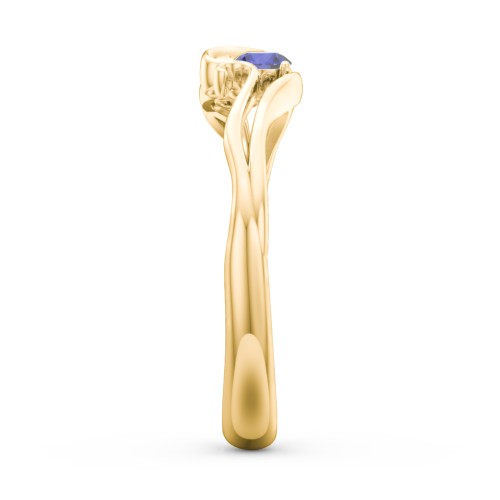 Swirl of Style Birthstone Ring – 18K Gold Plated Silver with Blue Sapphire