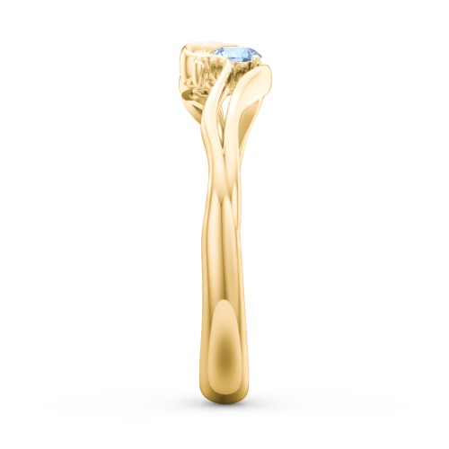Swirl of Style Birthstone Ring – 18K Gold Plated Silver with Blue Topaz