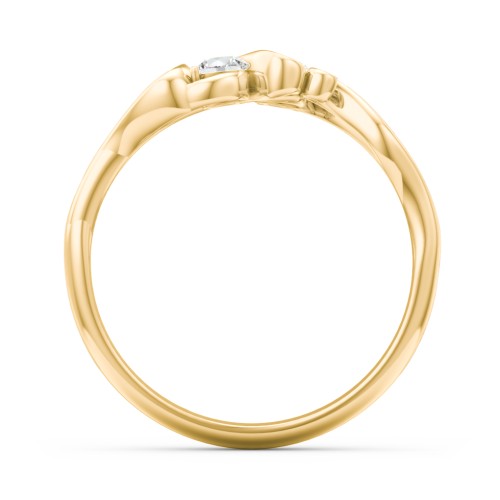 Swirl of Style Birthstone Ring – 18K Gold Plated Silver with Cubic Zirconia