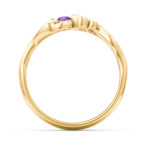 Swirl of Style Birthstone Ring – 18K Gold Plated Silver with Amethyst
