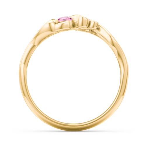Swirl of Style Birthstone Ring – 18K Gold Plated Silver with Pink Tourmaline