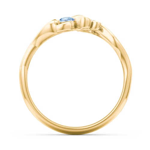 Swirl of Style Birthstone Ring – 18K Gold Plated Silver with Blue Topaz