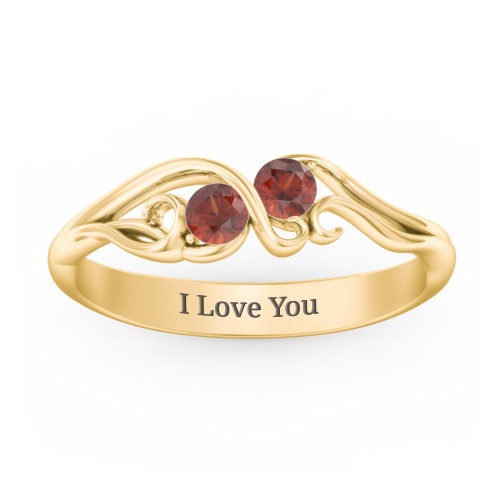 Swirl of Style Birthstone Ring – 18K Gold Plated Silver with Garnet