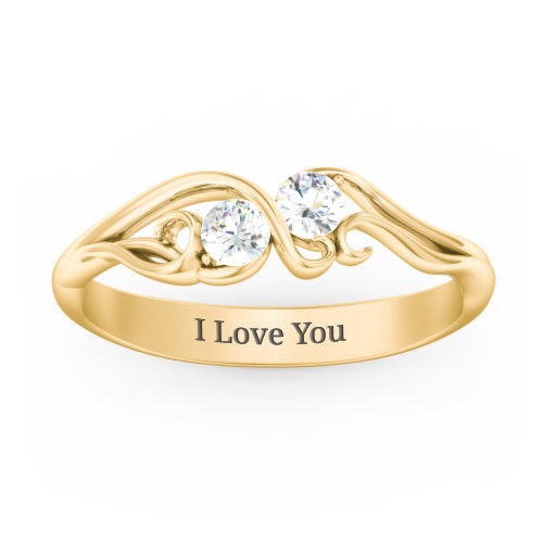 Swirl of Style Birthstone Ring – 18K Gold Plated Silver with Cubic Zirconia