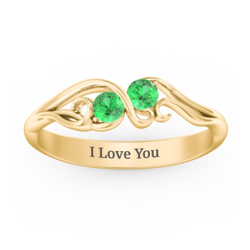 Swirl of Style Birthstone Ring – 18K Gold Plated Silver with Emerald
