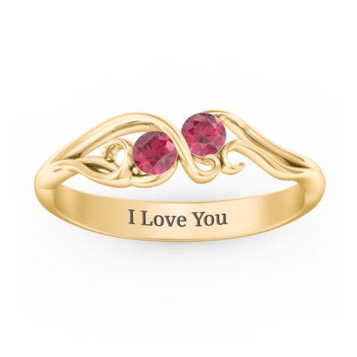 Swirl of Style Birthstone Ring – 18K Gold Plated Silver with Ruby
