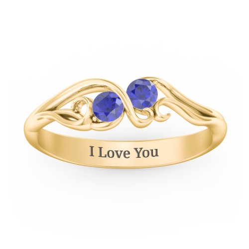 Swirl of Style Birthstone Ring – 18K Gold Plated Silver with Blue Sapphire