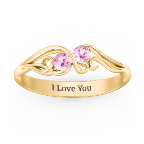 Swirl of Style Birthstone Ring – 18K Gold Plated Silver with Pink Tourmaline