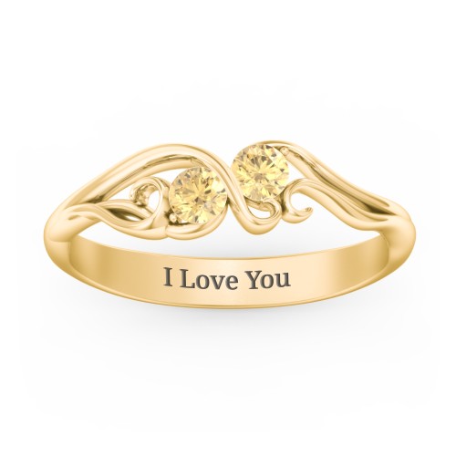 Swirl of Style Birthstone Ring – 18K Gold Plated Silver with Citrine