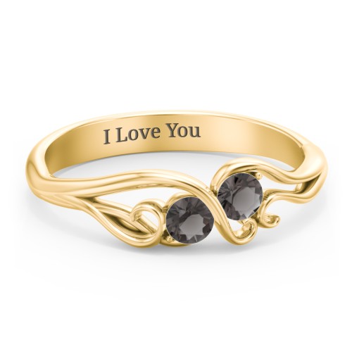 Swirl of Style Birthstone Ring – 18K Gold Plated Silver with Smokey Quartz