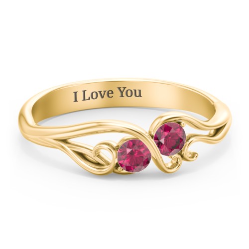 Swirl of Style Birthstone Ring – 18K Gold Plated Silver with Ruby