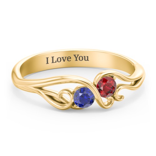 Swirl of Style Birthstone Ring – 18K Gold Plated Silver with Blue Sapphire and Garnet