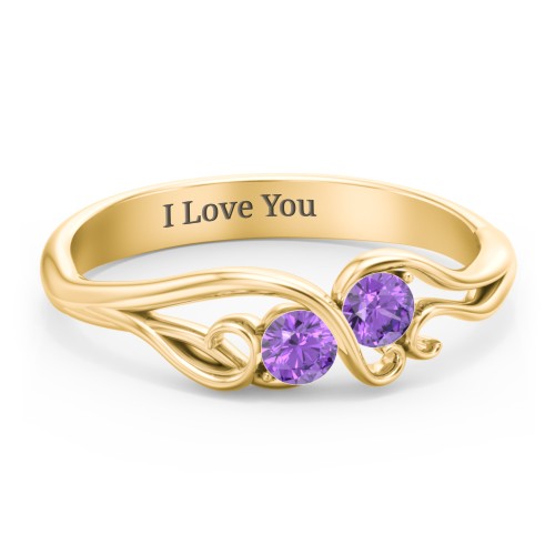 Swirl of Style Birthstone Ring – 18K Gold Plated Silver with Amethyst