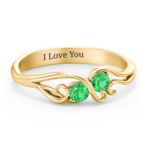 Swirl of Style Birthstone Ring – 18K Gold Plated Silver with Emerald