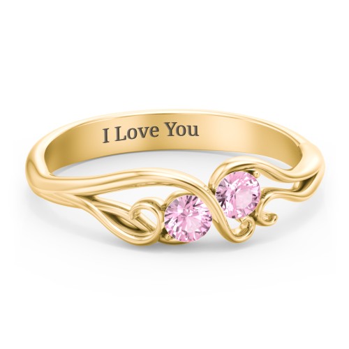 Swirl of Style Birthstone Ring – 18K Gold Plated Silver with Pink Tourmaline