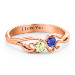 Swirl of Style Birthstone Ring in 10K Solid Rose Gold with Peridot and Blue Sapphire