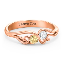 Swirl of Style Birthstone Ring in 10K Solid Rose Gold with Citrine and Cubic Zirconia