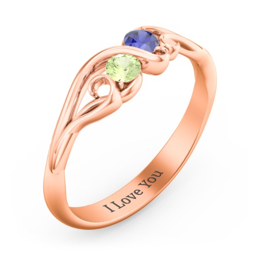 Swirl of Style Birthstone Ring – 10K Rose Gold with Peridot and Blue Sapphire