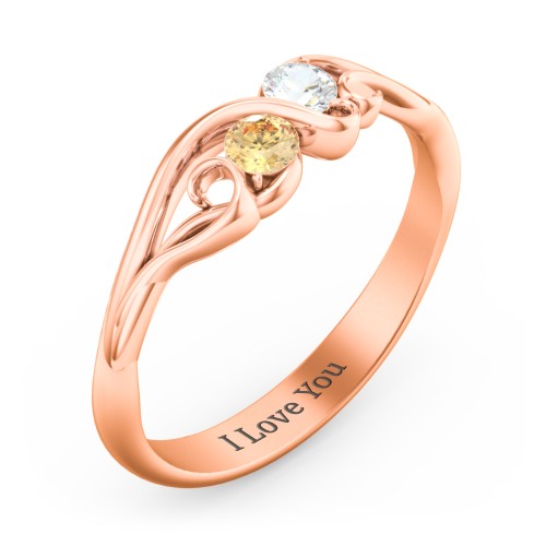 Swirl of Style Birthstone Ring – 10K Rose Gold with Citrine and Cubic Zirconia