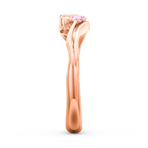 Swirl of Style Birthstone Ring – 10K Rose Gold with Emerald and Pink Tourmaline