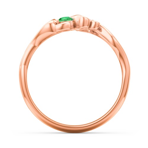 Swirl of Style Birthstone Ring – 10K Rose Gold with Emerald and Pink Tourmaline