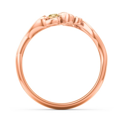 Swirl of Style Birthstone Ring – 10K Rose Gold with Citrine and Cubic Zirconia