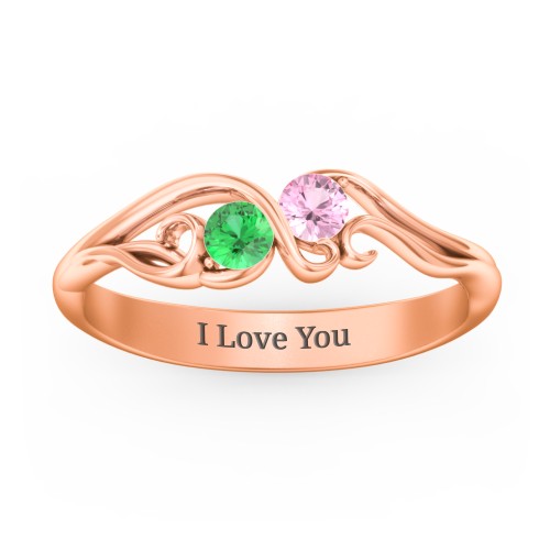 Swirl of Style Birthstone Ring – 10K Rose Gold with Emerald and Pink Tourmaline