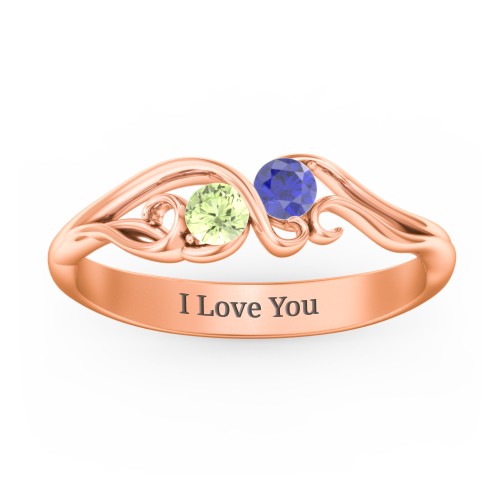 Swirl of Style Birthstone Ring – 10K Rose Gold with Peridot and Blue Sapphire