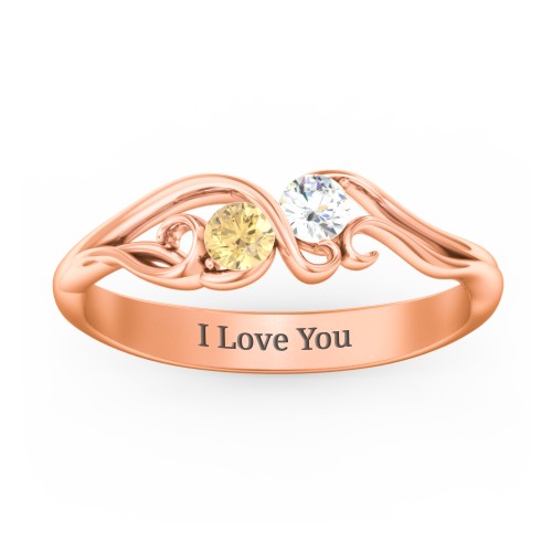 Swirl of Style Birthstone Ring – 10K Rose Gold with Citrine and Cubic Zirconia