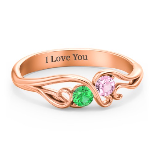 Swirl of Style Birthstone Ring – 10K Rose Gold with Emerald and Pink Tourmaline
