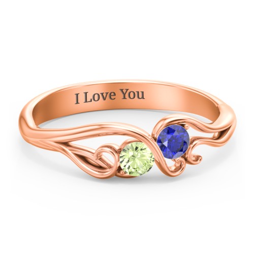 Swirl of Style Birthstone Ring – 10K Rose Gold with Peridot and Blue Sapphire