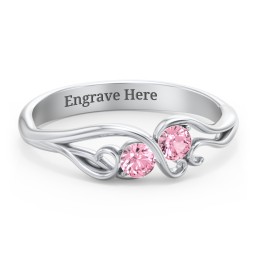 Swirl of Style Birthstone Ring in 925 Sterling Silver with Pink Tourmaline