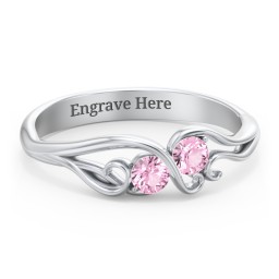 Swirl of Style Birthstone Ring in 925 Sterling Silver with Pink Tourmaline
